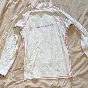 Body Glove Swim Long Sleeve Top White with Pink Trim